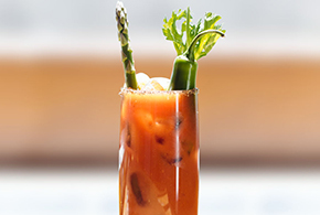 A glass of Bloody Mary cocktail